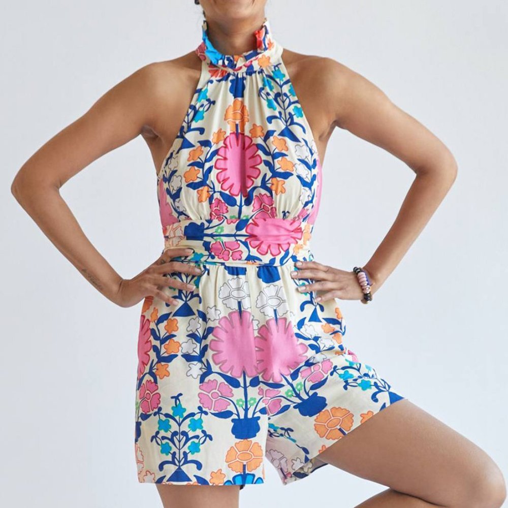 HTF Anthropologie Plenty by Tracy Reese Ruffled Floral Romper